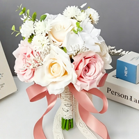 Bouquet de mariée artificiel réaliste haut de gamme personnalisé, en soie douce, pour décoration florale de mariage et de remise de diplôme, accessoire photo