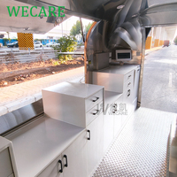 WECARE Camion de restauration mobile avec cuisine complète, proposant café, glaces, desserts, beignets, hot-dogs, poulet rôti, kebab, barbecue et pizza