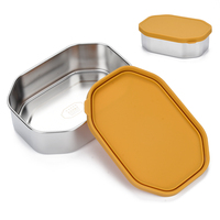Boîte à bento pour enfants en acier inoxydable étanche portable réutilisable de qualité supérieure avec couvercle en silicone récipient de stockage des aliments