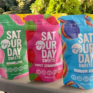 Venta al por mayor Material laminado Candy Stand Up Bag Resellable Chamoy Gummies Cremallera Mylar Bolsa <span class=keywords><strong>de</strong></span> embalaje - Product Image 6