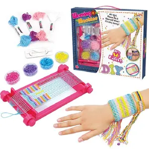 लड़कियों दोस्ती रंगीन गहने बनाने हाथ बनाने मनका हार कंगन DIY हस्तनिर्मित बुनाई मशीन करघा