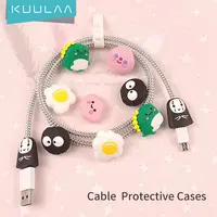 Kuulaa sevimli karikatür veri hattı kablosu koruyucu koruyucu kılıf kablo sarıcı kapak kablo koruyucu telefon için USB şarj kablosu