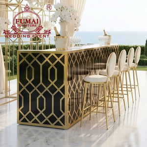 Barra de café móvil de acero inoxidable negro dorado para eventos de boda - Product Image 3