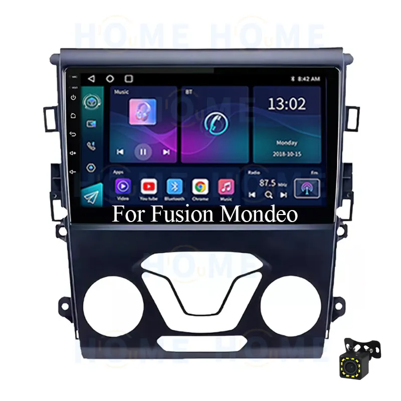 Radio mobil Android 10 4 Core 32G, Carplay Multimedia otomatis android untuk Ford Fusion Mondeo 2014-2019 GPS layar WIFI Biru gigi