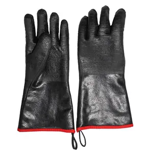 Черные маслостойкие изоляционные жаропрочные хлопковые силиконовые перчатки для ресторана, кухни, приготовления пищи, гриля, духовки с длинным рукавом