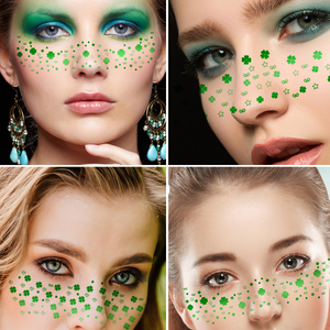 สติกเกอร์สักลายชั่วคราวลายธงชาติไอร์แลนด์สีเขียวสำหรับวันเซนต์แพทริค ลายใบโคลเวอร์ สำหรับตกแต่งงานปาร์ตี้วันหยุด ใช้สำหรับงานมืออาชีพ - Product Image 2
