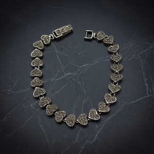 Bracelet en argent sterling 925 en forme de cœur, oxydé, fait à la main, combo cadeau pour filles et femmes, prix de gros - Product Image 3