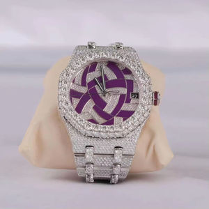 <b>Men's</b> <b>Square</b> Iced Moissanite Quartz Stainless Steel ETA Movement 10 Bar Water Resistant 40MM Dial Fashion Luxury Hip Hop <b>Watch</b> - Product Image 4