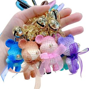 Cartoon Resin Bow Teddy Bear Keychain Cute Bear Doll <b>Key</b> <b>Chain</b> with Bells Bag Charm Pendant Car Keyring Girls Gift Bear Keychain - Product Image 1