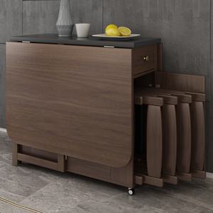 Mesa de Comedor Plegable de Madera Extensible de Estilo Moderno, Muebles Ahorradores de Espacio, Mesa de Comedor Inteligente con 2 Asientos Plegables Ocultos - Product Image 6