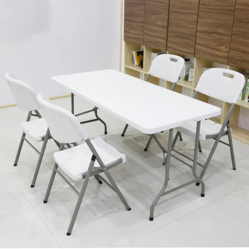 Table pliante carrée de 6 pieds pour l'extérieur Table de fête Table pliante en plastique Vente en gros