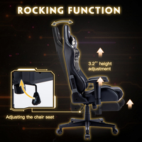Chaise de jeu ergonomique en cuir au design traditionnel, inclinable à 170 degrés, avec mousse à mémoire de forme, hauteur réglable et fonction bascule.