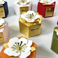 Kotak Permen Pernikahan Heksagonal Kreatif Kotak Cokelat Bunga Kecil untuk Dekorasi Pesta Baby Shower Pernikahan Kotak Hadiah Terkait Makanan