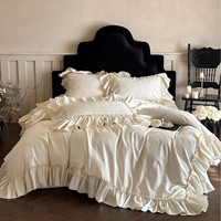 Ensemble de literie en coton satiné jacquard 50S, style européen, garniture à volants, style français, draps de qualité supérieure, certifiés Oeko-Tex