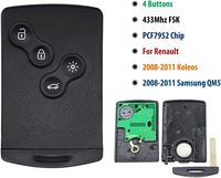 Control Remoto Inteligente de 4 Botones y 433MHz con Chip PCF7952 para Renault Koleos Samsung QM5 2008-2011