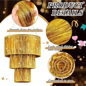 Gold 3 Tier Fringe Tinsel Chandelier Fringe Chandeliers Birthday Bachelorette Foil Shimmering for Graduation <b>Prom</b> Party <b>Decor</b> - Product Image 2