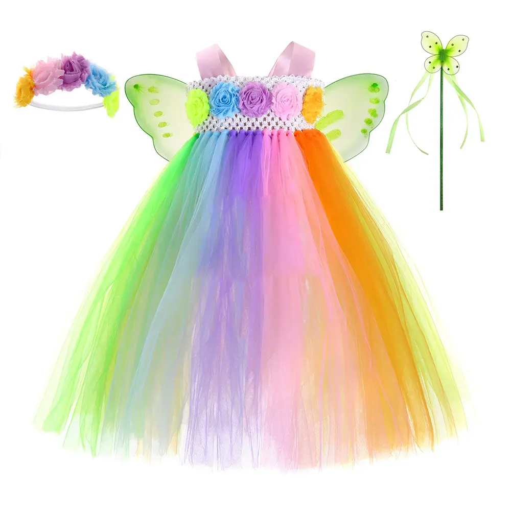 Vente en gros Robe longue en dentelle à fleurs Espagne Faire Princesse Costume pour enfants Costumes pour enfants Vente en gros