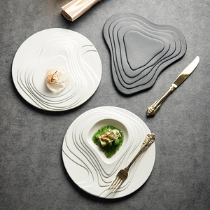 Assiette à dîner en céramique givrée, porcelaine noire, plateau à steak, à pâtes, à dessert, plateau à sashimi, plateau à salade, plateau à sushi, <span class=keywords><strong>vaisselle</strong></span> de restaurant - Product Image 1