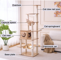Structure d'escalade pour chat - Nouvelle capsule spatiale, grande plateforme de saut en corde, griffoir, niche et arbre à chat intégrés