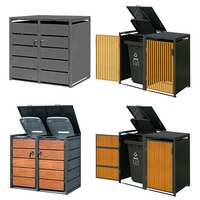 Poubelles de rangement rectangulaires en métal MAX pour extérieur - Écologiques, grande taille, modernes, luxueuses, pour le recyclage, noires, 0,7 mm