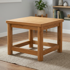 Table d'appoint carrée scandinave en teck massif avec pieds cylindriques – Meuble durable et écologique pour appartement, villa, école - Product Image 3