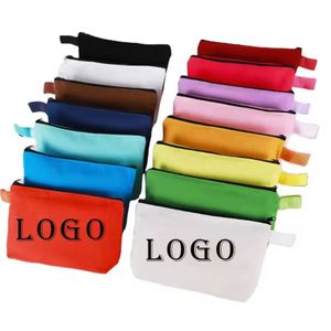 Fashion Custom Logo Blank Plain Canvas <b>Makeup</b> Bags Cotton Pencil <b>case</b> Coin Pouch Eco Friendly Cosmetic Bag with Zipper - Product Image 2