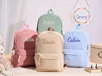 Mochila Infantil Personalizada con Nombre, Mochila Escolar de Pana para Niños