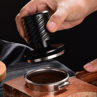 Prensa de Café Espresso con Resorte, Base Ondulada de Acero Inoxidable, Mango de Aluminio, Compatible con Tamaños 51mm, 53mm, 58mm, Mini, Portátil