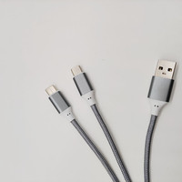 Cable de Carga Rápida USB Tipo C 2 en 1 Personalizado, Macho a Macho, de Nailon, para Teléfonos Móviles, Computadoras, Escáneres de Código de Barras, Impresoras