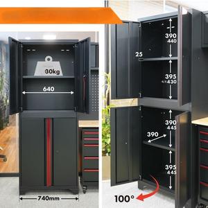 Système de rangement de <span class=keywords><strong>garage</strong></span> <span class=keywords><strong>PRO</strong></span>, boîte à outils professionnelle, établi, 18 pièces, OEM OBM, garantie 3 ans, capacité de charge 200 kg - Product Image 3