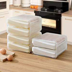Egg Storage Box 32 Compartment Transparent Pet Stackable Refrigerator Drawer Style With Lid For Kitchen Food Organization - Product Image 2
