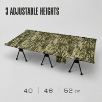 Lit de camping pliable, lit d'extérieur portable, cadre en aluminium 7075, tissu Oxford 1000D, lit imperméable 150 kg pour le camping et la randonnée