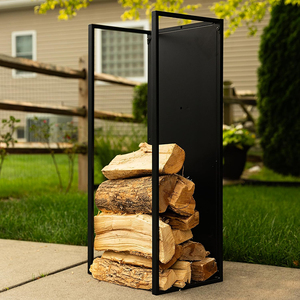 JH-Mech Multi-funzionale facile installazione ad alta capacità contemporanea in acciaio al carbonio nero cremagliera per legna da ardere montata a <span class=keywords><strong>parete</strong></span> - Product Image 5