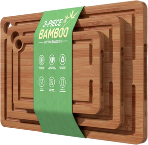 Juego de Tablas de Cortar de Bambú Carbonizado (3 Piezas), Plegables, Antideslizantes, de 1.5 cm de Grosor, Rectangulares, Personalizables - Product Image 1