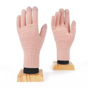 Winter Touchscreen Gloves Cable Knit Warm Lined 3 Fingers Dual-layer Touch Screen Gloves