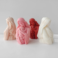 Moule à bougie Vierge Marie en silicone pour fabrication artisanale de savon Moule à bougie Vierge Marie et Fils Moules à logo personnalisé 3D Outils à gâteaux flexibles