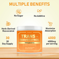 Complément alimentaire antioxydant en poudre à base de plantes, certifié GMP, marque privée OEM, sans sucre, 4000 mg de trans-resvératrol et de NAD