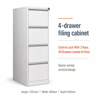 Armoire de classement verticale en acier personnalisable à 4 tiroirs avec poignée à bouton-poussoir, armoire de rangement pour dossiers A4 pour suspendre les dossiers
