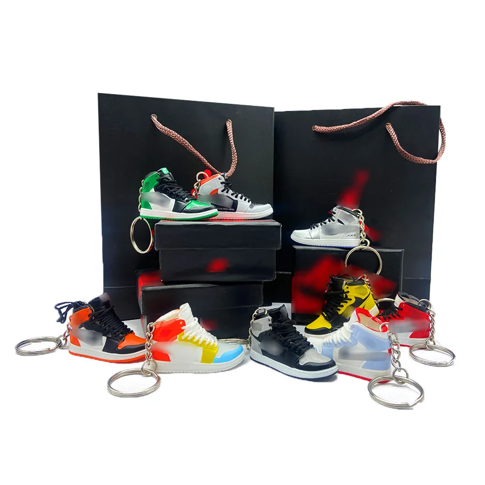 Hot Selling Creative Customized Key Chain Shoe 3d Air Jordans Keychain Mini Sneaker Keychains with Multi Colors