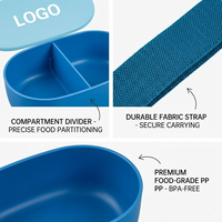 Boîte à bento écologique en PP à 2 compartiments, récipient alimentaire étanche, boîte à lunch pour l'école et le bureau avec emballage personnalisé avec logo