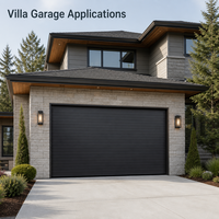 Porte de garage à enroulement en aluminium moderne, design industriel, antivol, résistance au feu 3 heures, gris foncé, lamelles horizontales pour villa