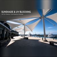 Structure de membrane tendue en PVDF pour auvent de bord de mer, voile d'ombrage triangulaire, pare-soleil, vente en gros, sur mesure