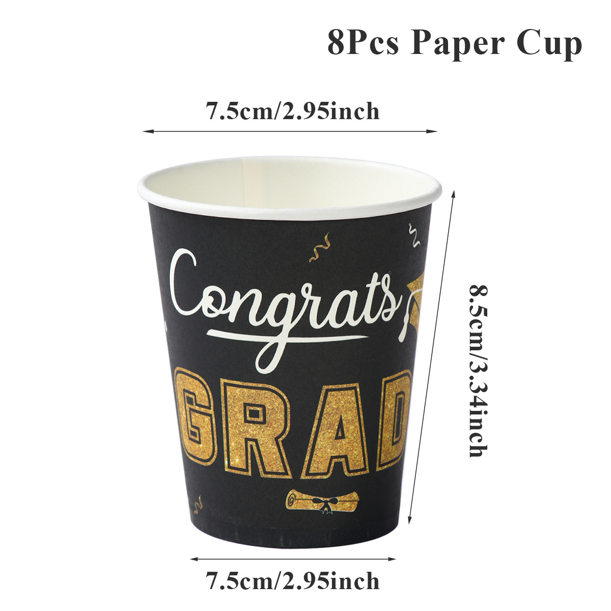 Vasos de papel negros - 8 unidades