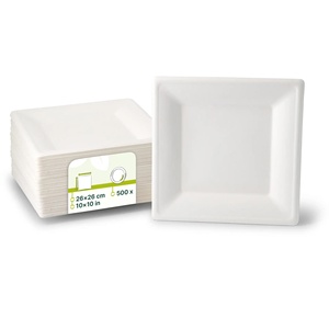Boîtes carrées jetables en canne à sucre, écologiques et compostables, 26x26 cm, blanches, pour buffet - Product Image 1