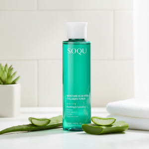 SOQU MOISTURE ALOE VERA COLLAGEN TONER 150ml 7 couches d'acide hyaluronique Acétylhexapeptide-8 Citrouille Tous types de peau Végétalien Fabriqué par Eve - Product Image 3