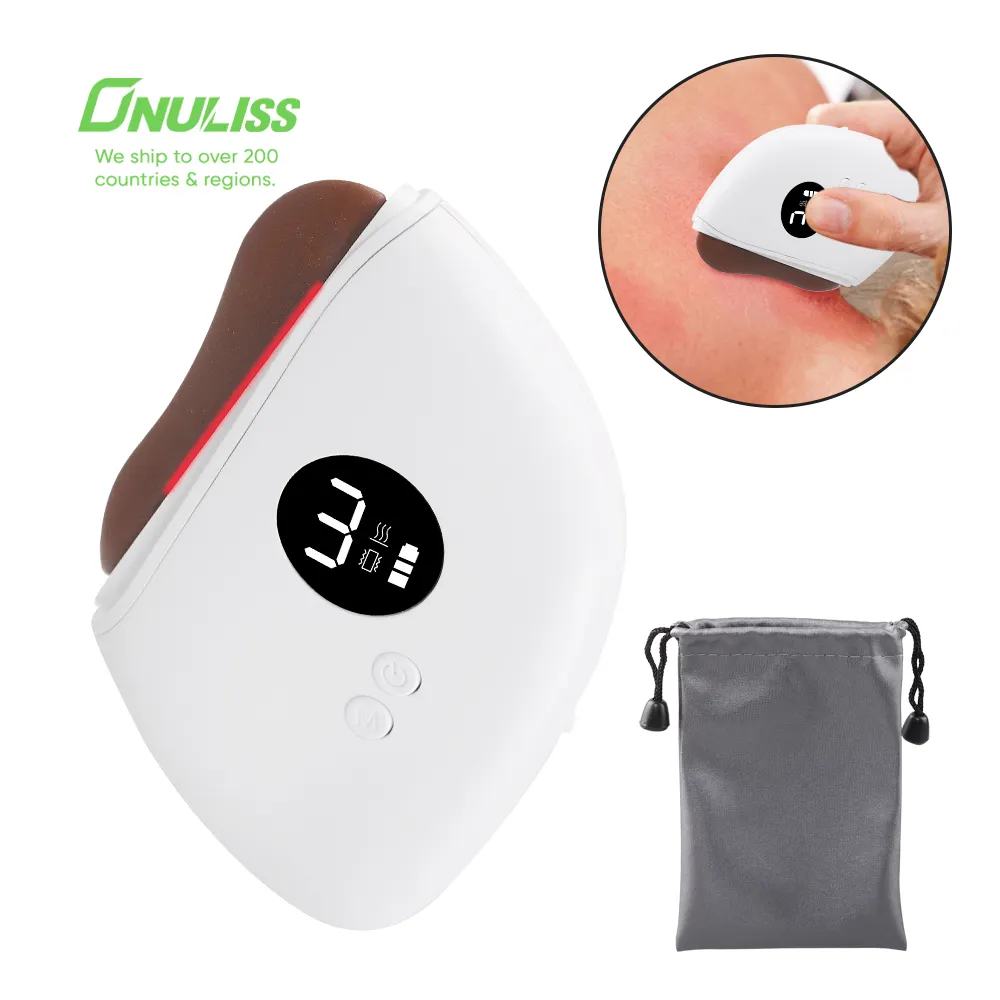 Portable Face Neck Lifting Massager Heated Vibrating Muscle Scraper Hot Stone Electric Gua Sha