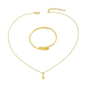 European and American exquisite teardrop fashion jewelry <b>set</b>, stylish and simple clavicle chain necklace, earrings, <b>bracelet</b> - Product Image 5