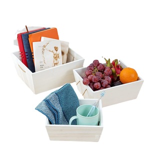 Boîte de rangement en bois rectangulaire empilable sans couvercle, organisateur décoratif mural pour la maison, le bureau, la chambre à coucher, la salle de bain - Product Image 5