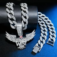 Collier pendentif boule Aigle entièrement serti de diamants, chaîne à maillons en alliage de zinc, style hip-hop, tendance, luxe léger, personnalisé, pour soirée