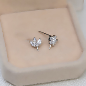 Juego de Pendientes con Colgante de Corona de Plata S925, Accesorios Femeninos DIY con Bandeja Vacía, Estilo Vintage, Semi-terminados, 1357, Pendientes de Perla - Product Image 4